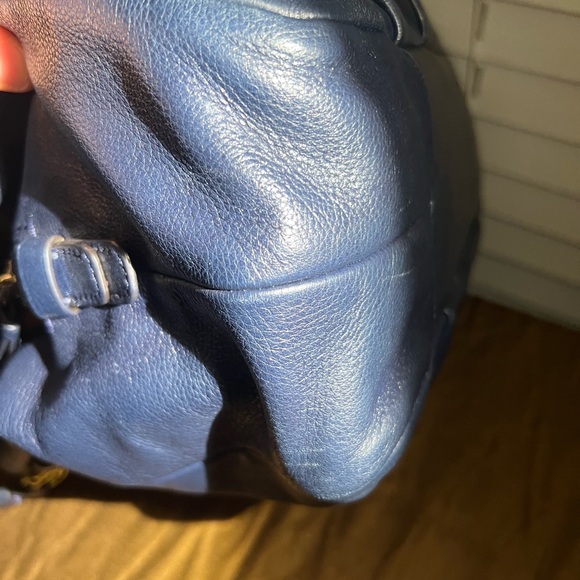 Coach Madison Navy Blue Leather Maggie Hobo Shoulder Bag Purse Tote - NCO - Picture 6 of 13